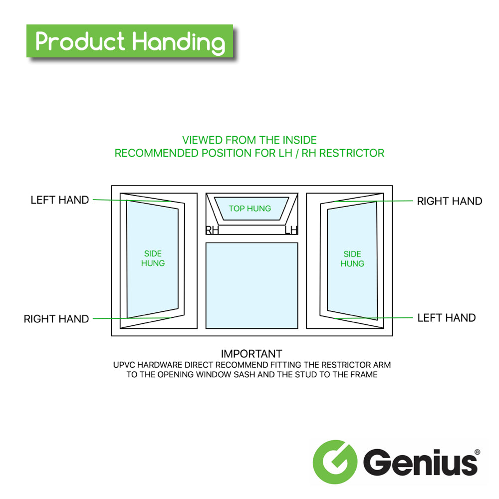 Genius® Upvc Window Restrictor Hook Child Lock Restrictor Safety Catch