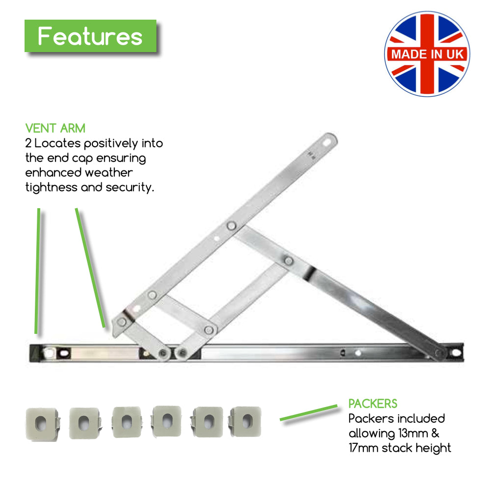 Genius Retrofit UPVC Window Friction Stay Hinges Top Hung/Side Hung