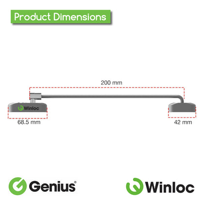 Genius® Winloc Key Locking Cable Window Restrictor in White, Durable Window Safety Lock for Child Safety and Window Security